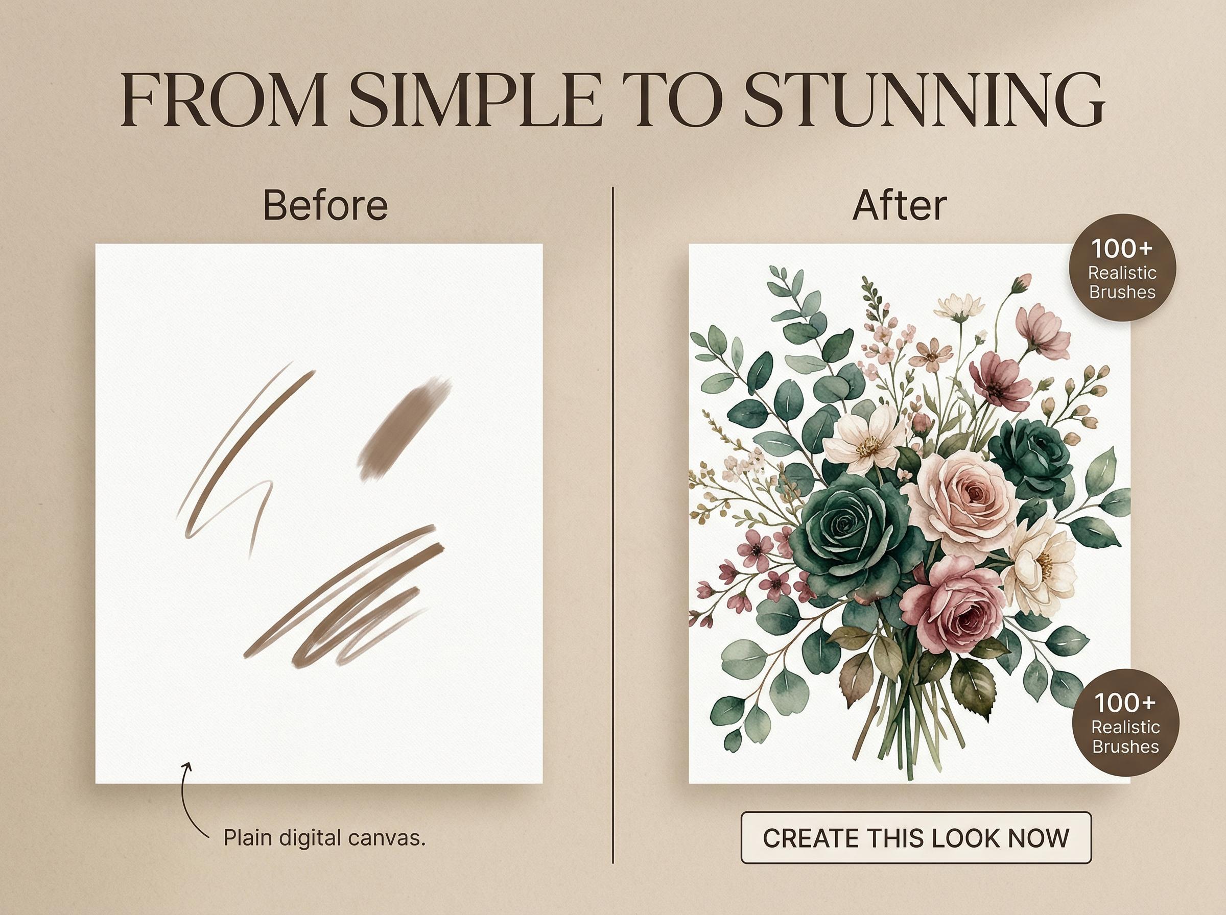 Floral Procreate Brushes 200+ Stamp & Pattern Kit, Seamless Pattern ...