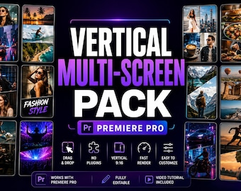 100+ Vertical Multi Screen Adobe Premiere Pro Assets Bundle Template | Split Screen Pack | MOGRT for Instagram Reels, TikTok & YouTube Short