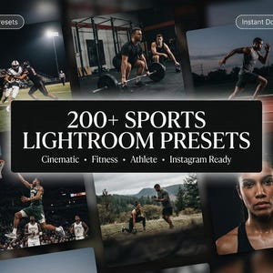 200+ Sports Lightroom Presets Bundle, Fitness Photo Editing, Athlete Instagram Filter Pack, Mobile & Desktop Presets, Cinematic Look