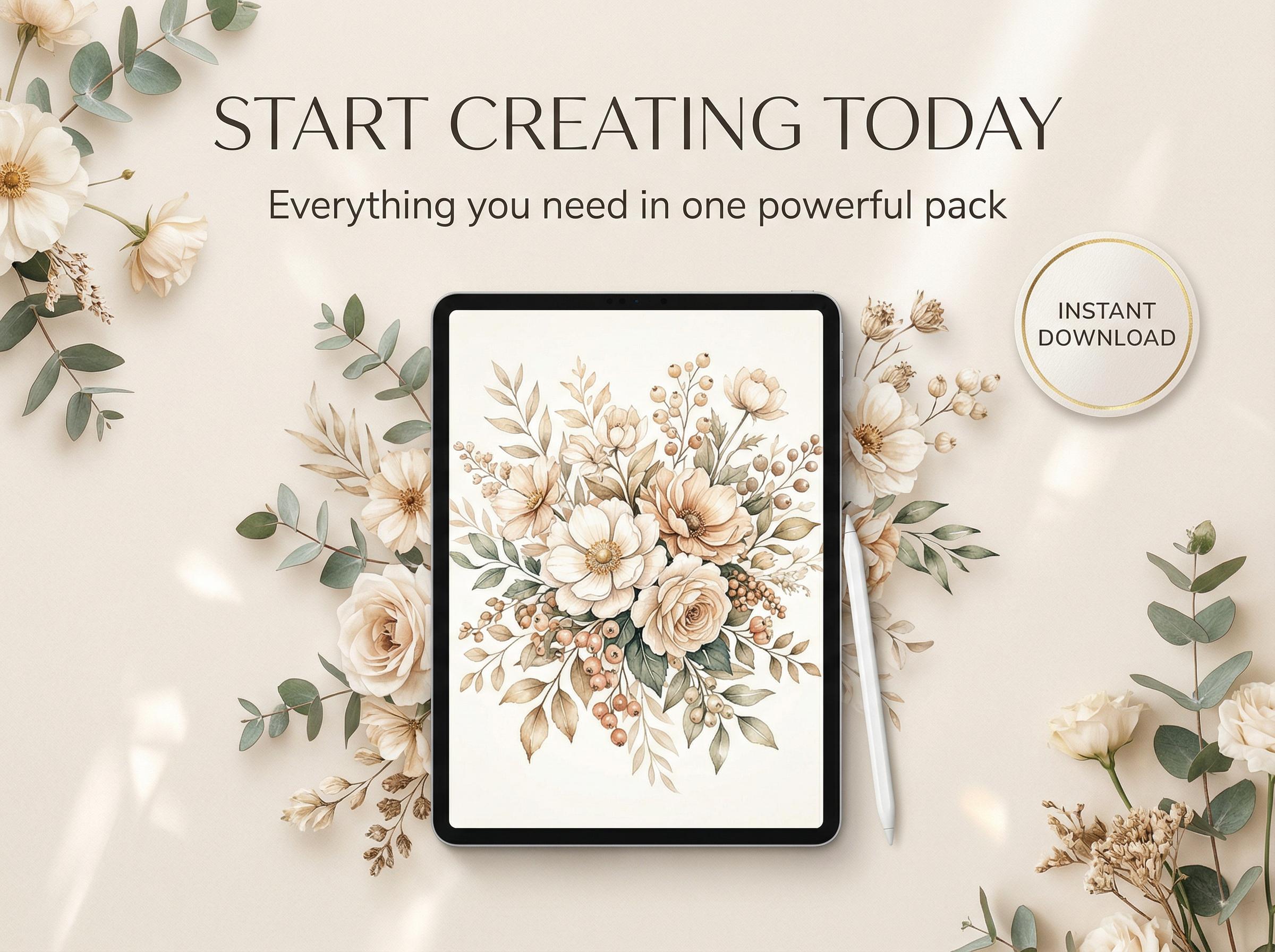 Floral Procreate Brushes 200+ Stamp & Pattern Kit, Seamless Pattern ...