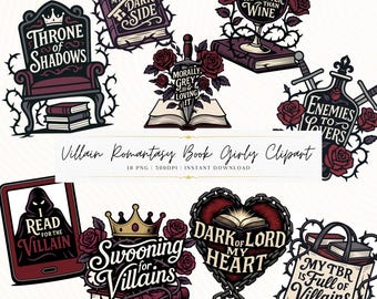 Villain Romantasy Clipart Bundle: Bookish Stickers PNG (Digital Download)
