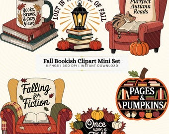 Fall Bookish Clipart Set | Autumn Reading PNGs (Digital Download)