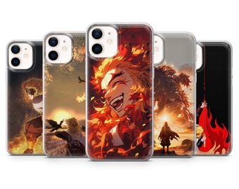 Demon Slayer Phone Case Rengoku Anime cover for iPhone 16E, Pro, 15, 14, 13, 12, Samsung S25, S23FE, A56, A16, Pixel 9Pro, 9a, 8A