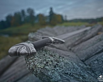 Handgefertigtes Wikinger Damaststahl Schwert: Ragnar Lothbrok Replik mit Scheide