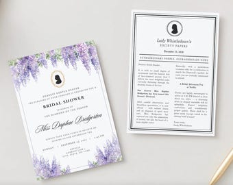 Bridgerton Newspaper Invitation Template, Regency Bridal Shower, Baby Shower,  Afternoon Tea Party (Canva Editable)
