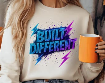 Built Different PNG: Neon Grunge Design (Digital Download)