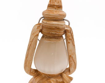 Handcrafted Brown Stone Table Lamp – Moroccan Bedside Lighting & Rustic Home Décor Accent