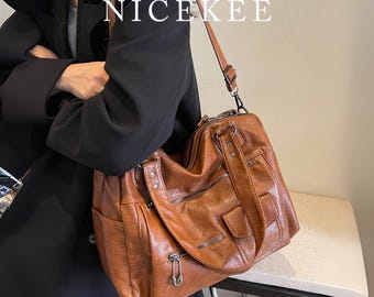 Large Capacity Retro Travel Bag – High-End Fashion Crossbody Shoulder Bag for Women, Woman Leather Bag, Business & Leisure Luggage Tote