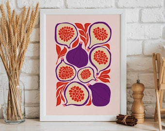 Fig Kitchen Art Print: Cozy Fruit Illustration (Digital Download
