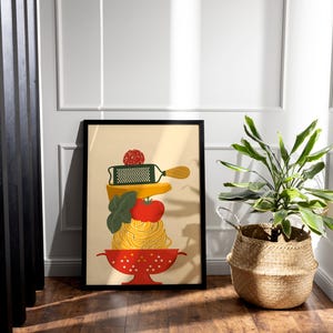 Rustic Pasta Illustration: Italian Kitchen Food Art Print (Digital Download)