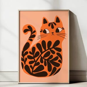 Funny Orange Cat Print: Whimsical Nursery or Living Room Art (Digital Download