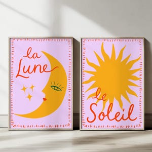Sun and Moon Matching Prints: Celestial Bedroom Wall Art (Digital Download