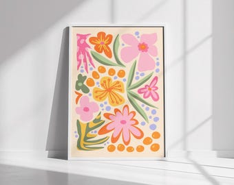 Colorful Flower Art Print: Funky Minimalist Wall Decor (Digital Download)
