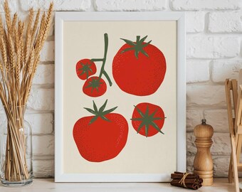 Tomato Kitchen Art Print: Colorful Vegetable Illustration (Digital Download