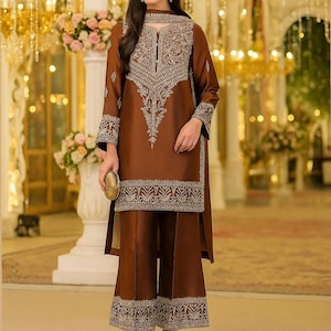 Sequin Embroidered Gharara Suit: Pakistani Wedding Guest Outfit
