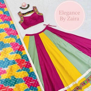 Handgemaakte veelkleurige Navratri Ghaghra Choli | Traditionele Garba Lehenga voor festival en Dandiya-avond