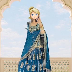 Embroidered Chinon Silk Sharara Suit: Indian Partywear, Eid Dress