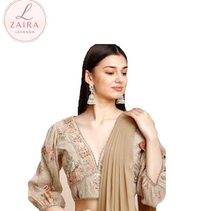 Beige Lehenga Saree  Sequinned Ready to Wear Outfit Saree & Blouse With Dupatta hand made lehenga saree for women USA wedding guest