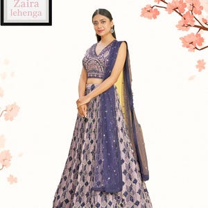 light purple Lehenga choli for Event Party indian Wedding Wear, Reception Mehndi Ethnic Indian Outfit for Women Georgette lehenga choli