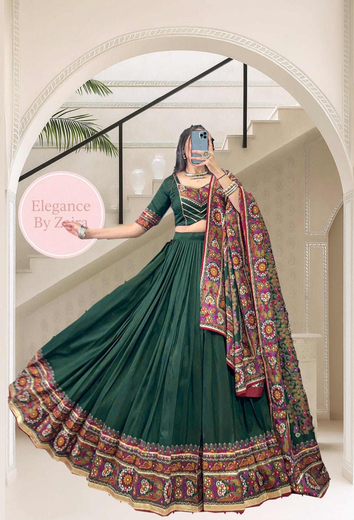 Green Lehenga Garba - Etsy