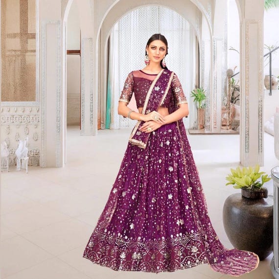 indian sequin dress Multi - Coloured Sequin Lehenga Set Featuring a beautiful Seema Gujral lehenga