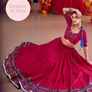 Navratri Red  Printed Lehenga Choli | Traditional Indian Outfit | Garba Dance Costume | Wedding Party Wear