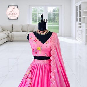 pink Lehenga choli chaniya choli  With Embroidery Sequence Work With Soft Net Dupatta For Women Bridesmaids Lehenga Wedding ethnic outfit