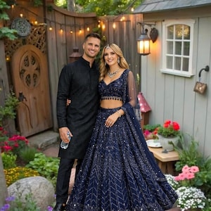 Bridal Lehenga Blue and Gold