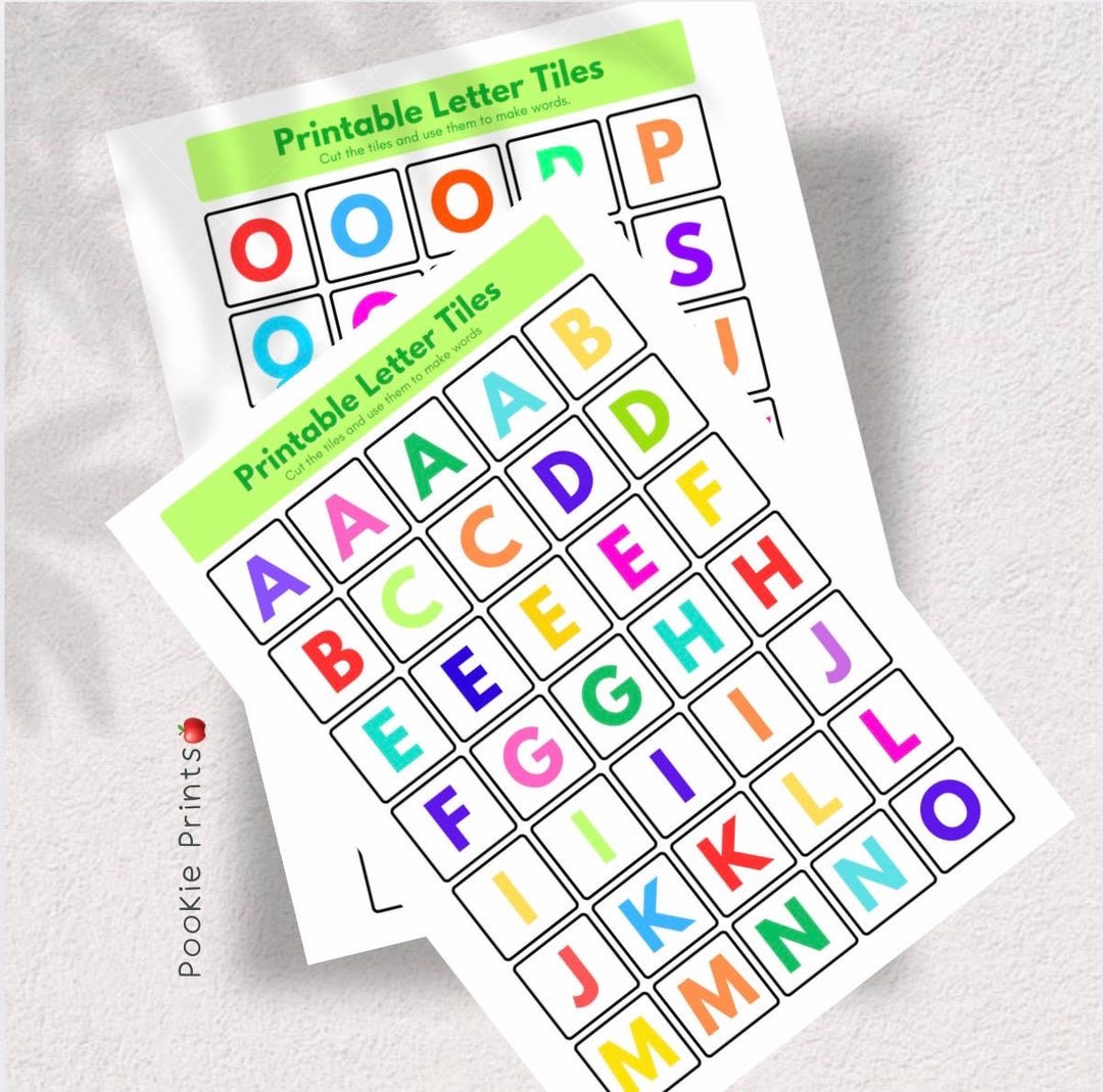 Printable Alphabet Letter Tiles for Kids Colorful ABC Cut & Learn