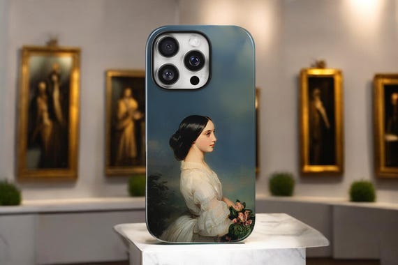 Vintage Lady Portrait iPhone Case, Romantic Artistic Magnetic Tough Phone Cover, Classic Art Floral Print, Museum Painting Phone Case