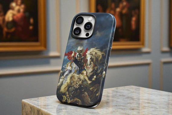 Baroque Art Saint George iPhone Case, Rubens Dragon Slayer Phone Case, Mythological Battle Art Tough Case