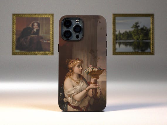 Art Phone Case, Young Girl With Flowers (1871) - Magnetic Tough Cases, iPhone Case, Classic Art, Tough Phone Cover, Floral Phone Protector,