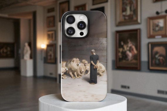 Religious Art Magnetic Tough Case, Daniel in the Lions Den, Faith Inspired Phone Cover, Magsafe Case, Biblical Art Gift, Old Testament Art,
