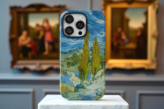 Vincent Van Gogh Cypress Trees Art Phone Case, Post-Impressionist Landscape Phone Cover, Famous Painting Accessory, Artistic Fine Art Decor,