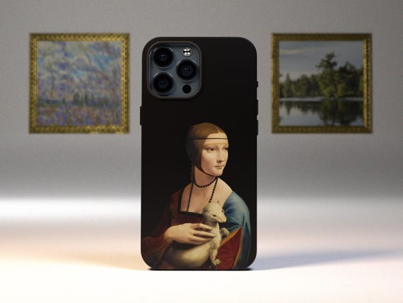 Classic Art iPhone Case, Leonardo Da Vinci Design, Lady of the Armiño, Art Phone Case, Tough Cover, Magnetic Protection