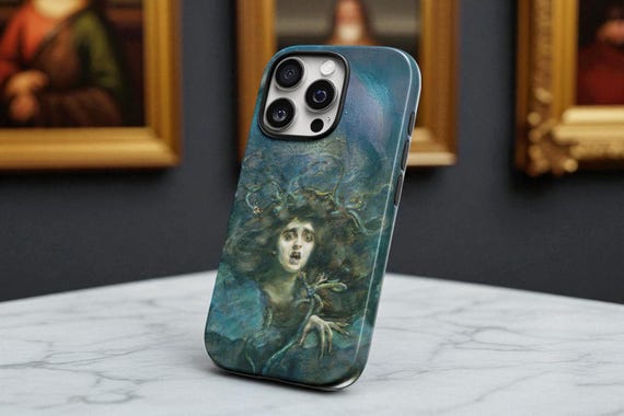 Mythological Phone Case, Gothic iPhone Cover, Dark Aesthetic Medusa Art, Unique Myth Design, Feminine Power Case