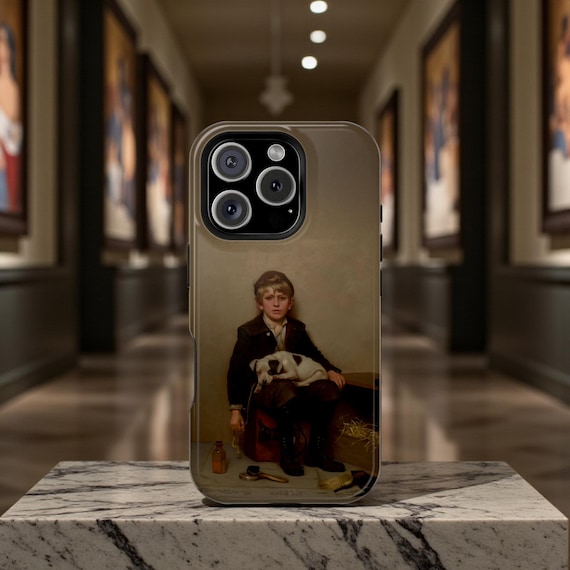 Vintage Inspired Phone Case - American Realism Art Print, Sentimental Case for Dog Lovers, Nostalgic Magnetic Tough Cases