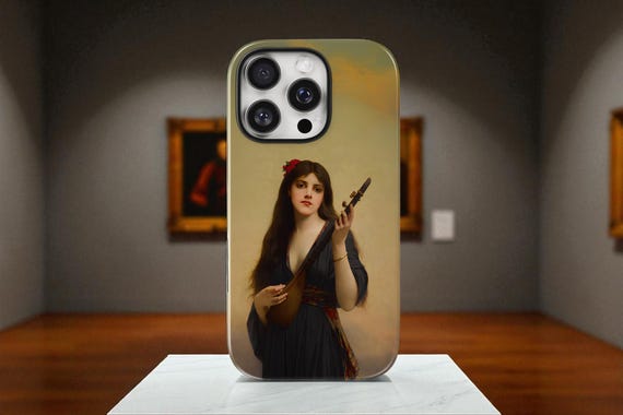 Magnetic Phone Case, Romantic Art, Jules Lefebvre, Gypsy Girl, Mandolin Painting, Vintage Phone Case, Art Lover Gift, Fine Art, Historical
