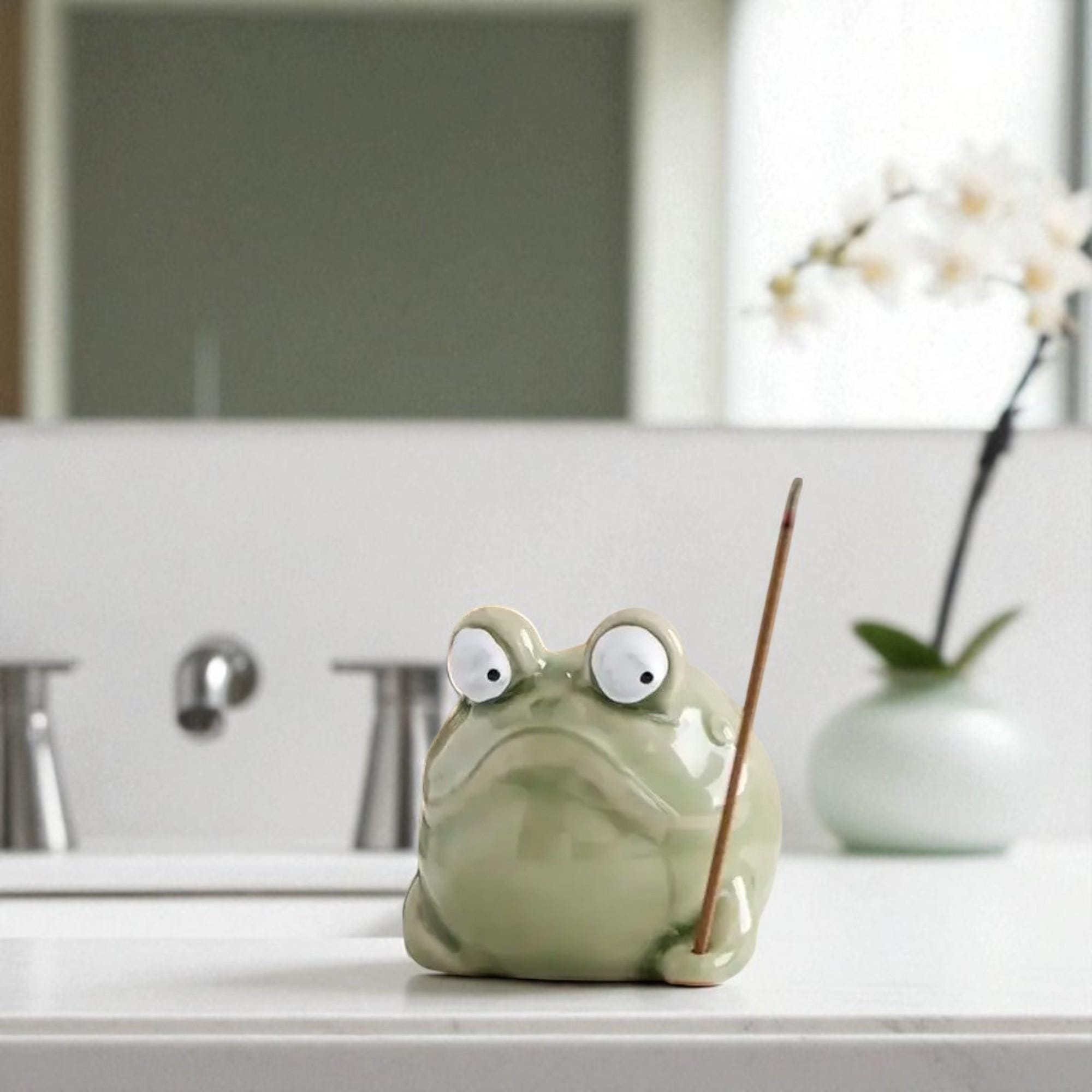 Funny Frog Incense Holder: Whimsical Ceramic Aroma Burner