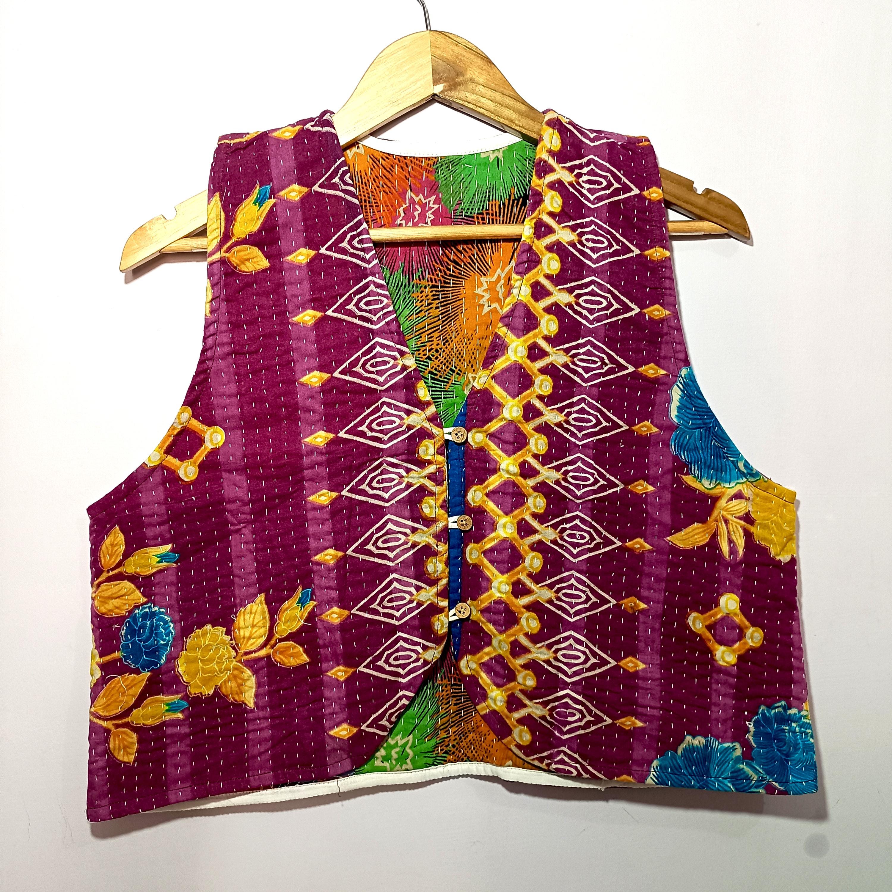 ハンドメイドカンタ刺繍ベスト：リバーシブルボヘミアントライバル 
