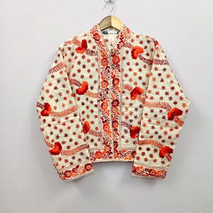 Assam Silk Phulkari Jacket | Hand Embroidered Blue Floral Boho Kimono Coat