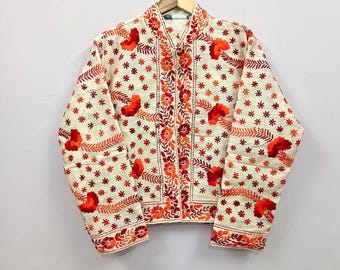 Assam Silk Phulkari Jacket | Hand Embroidered Blue Floral Boho Kimono Coat