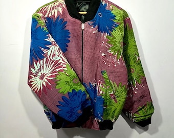 Handmade Silk Sari Bomber Jacket | Upcycled Floral Patchwork Clothing