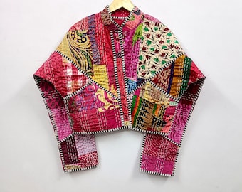 Wendejacke Kantha Patchwork: Boho-Steppmantel