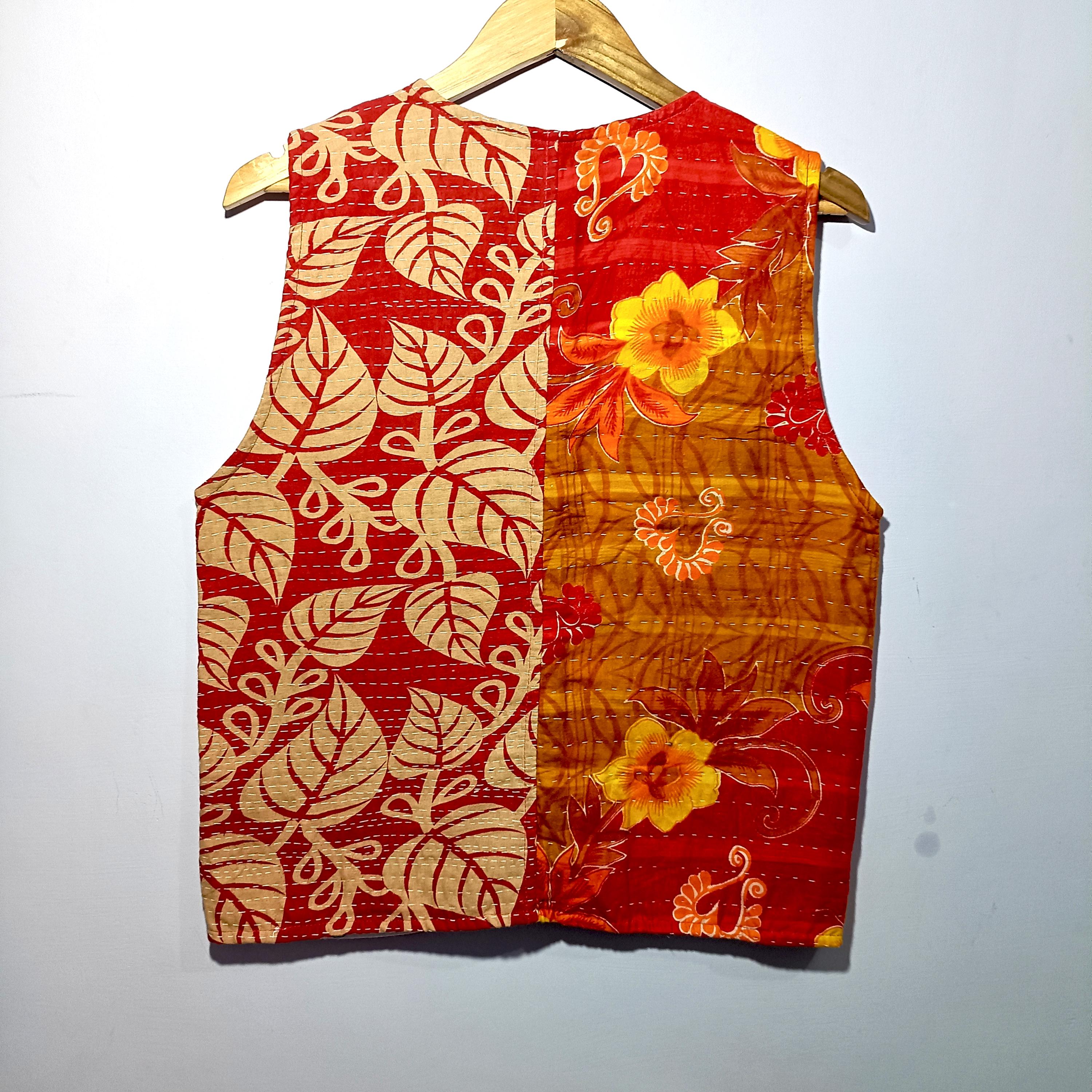 カンタキルトベスト　リバーシブル リバーシブルカンタキルトベスト：アップサイクルサリーコットン