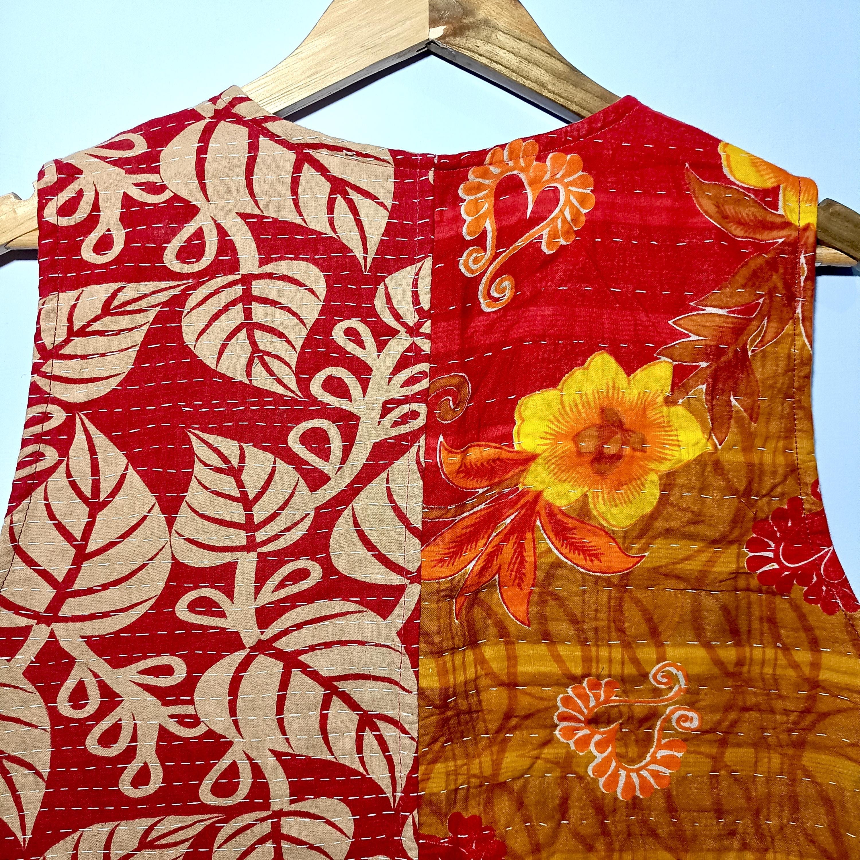 カンタキルトベスト　リバーシブル リバーシブルカンタキルトベスト：アップサイクルサリーコットン