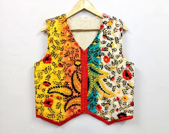 Handbestickte Weste | Indische Boho-Weste | Bunte Blumenweste | Patchwork-Jacke im Ethno-Stil | Festival-Look