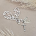 Personalized pearl rosary with name and date, Perfect gift for special moments product logo