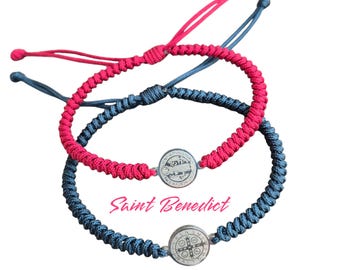 St. Benedict Bracelet – Stainless Steel Medal with Adjustable Cord, Catholic Protection