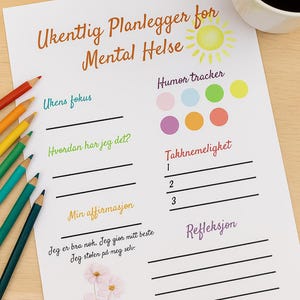 Ukentlig Planlegger for Mental Helse – Printable PDF (A4)